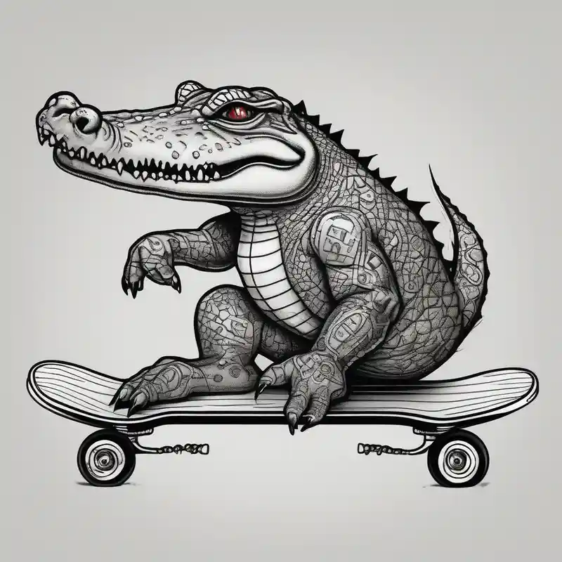 blackwork style Tattoo and Piercing Shop Tattoo Ideas in 2025 about crocodile riding a skateboard with piercings and tattoos half sleeve tattoos for men and crocodile riding a skateboard with piercings and tattoos half sleeve tattoos for men